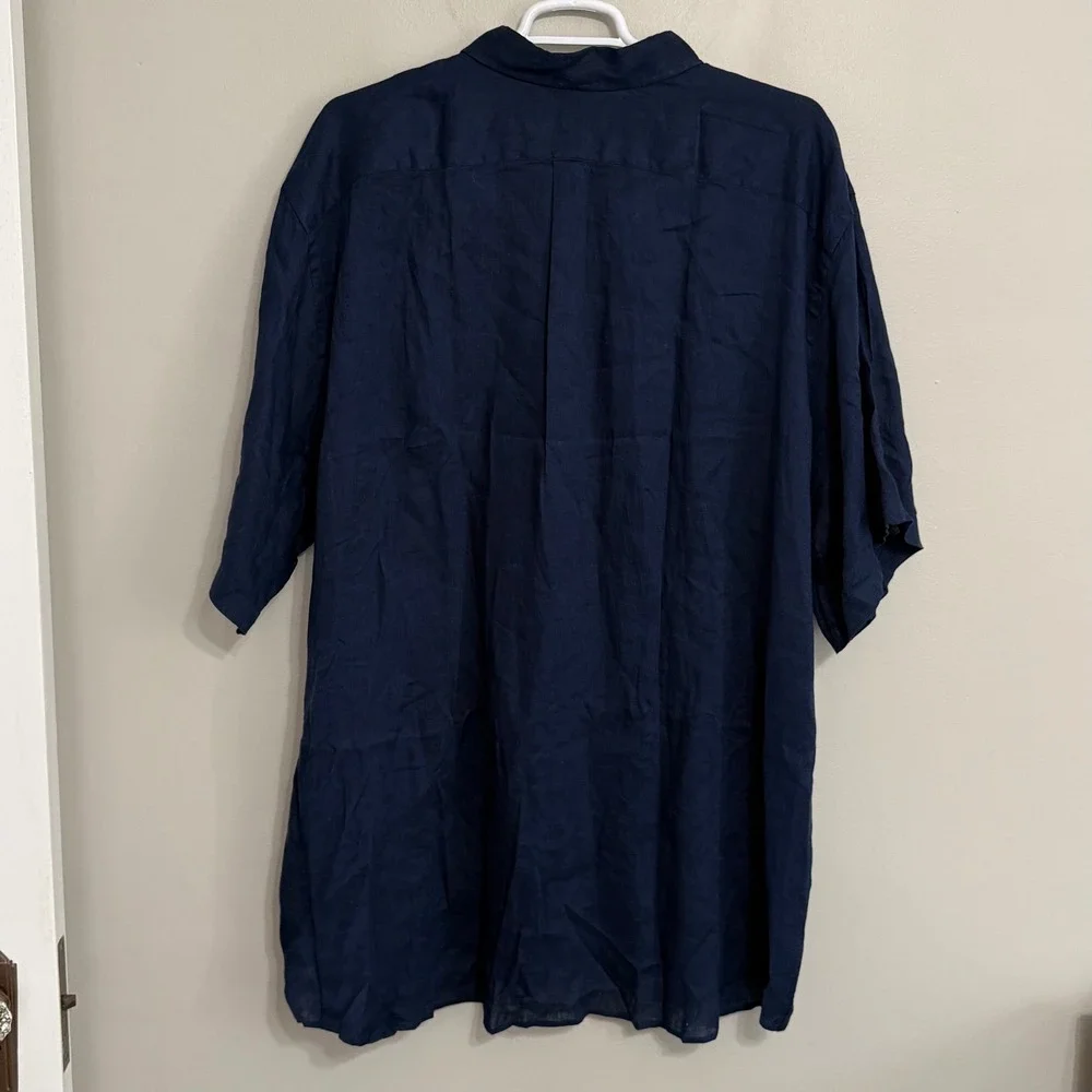 NEW Polo Ralph Lauren Mens 4XLT Blue 100% Linen Short Sleeve Button Down Shirt